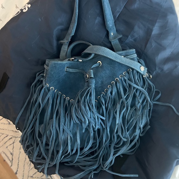 Sandro Adula Fringed Suede Bucket Bag - Picture 4 of 4